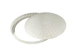 Tigela Tourtière em ferro branco perfurado canelado, Ø30cm, base móvel altura 28mm