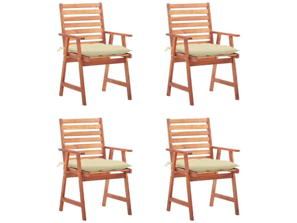 Outdoor Chair, Outdoor Chairs Vidaxl Creme Madeira De Acácia (n/a)