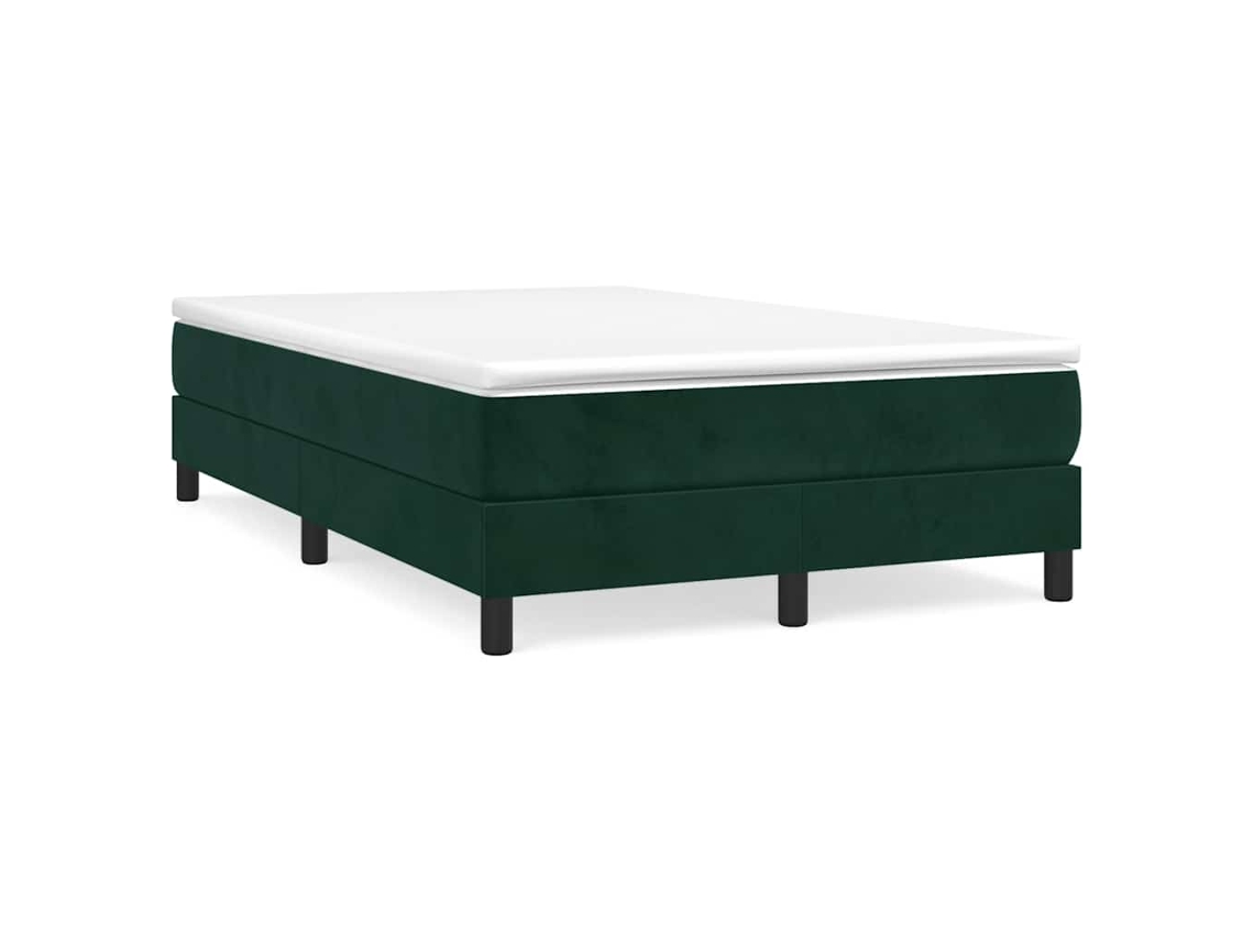 Vidaxl Cama Boxspring Com Colchão 120x190 Cm Veludo Verde-escuro
