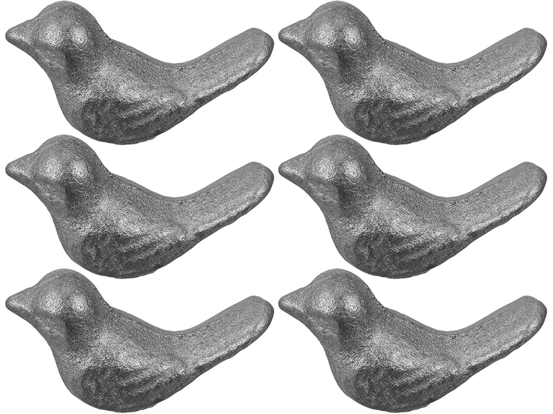 Conjunto 6 Estatuetas Pássaros Ferro Fundido Ornamento Jardim Decoração Interiores Esculturas Robustas GOKOCO