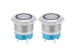 Interruptor Push Auto-bloqueável 4 Pinos 22mm Azul 12~24vdc Sunflare