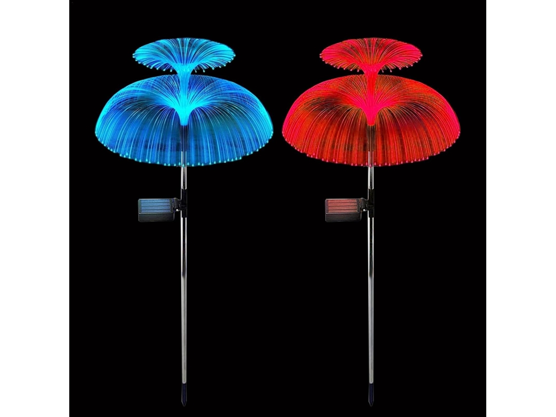 Conjunto De 2 Luminárias Solares Decorativas De Jardim Em Formato De Água Viva Com 7 Cores Variáveis Gokoco