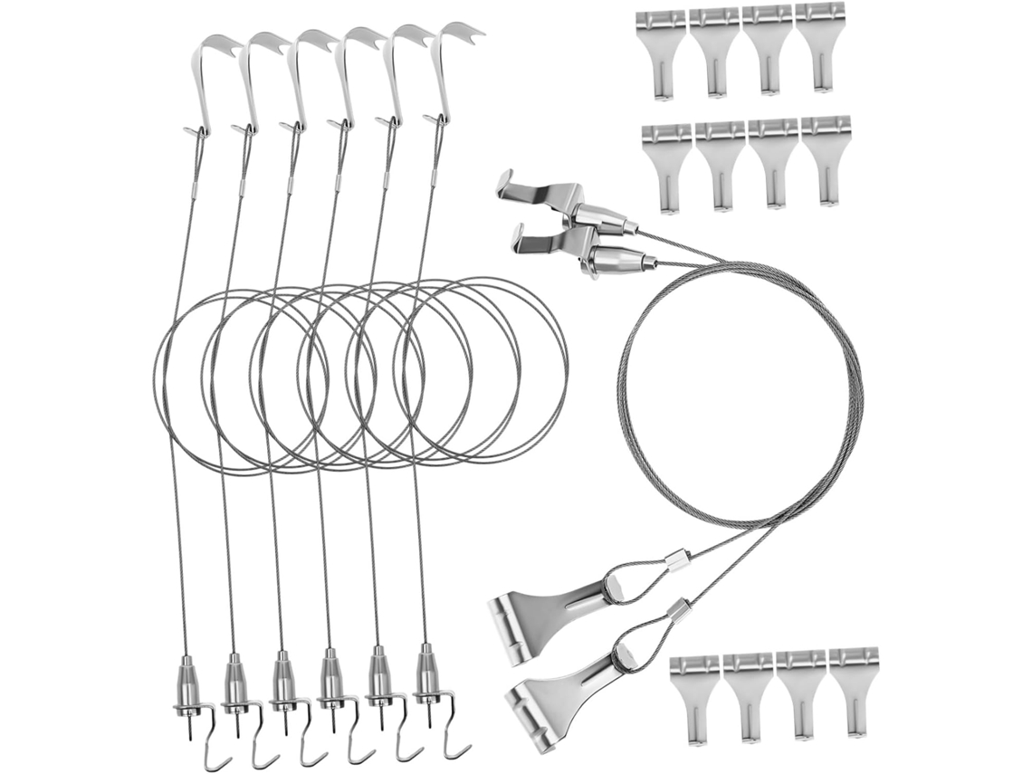 Conjunto De 8 Peças Para Pendurar Quadros Em Galerias, Com Ganchos E Fios, Kit Exposições De Arte. Gokoco