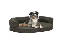 Vidaxl Cama P/ Cães Ergonómica 75x53cm Aspeto Linho Cinzento-escuro