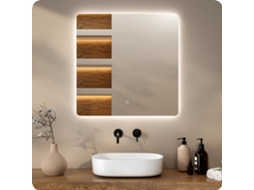 Mirlux Espelho De Banheiro Com Iluminação Led - Espelho De Parede Retangular - Anticondensação - 80x80cm