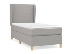 Cama com Molas e Colchão Tecido Cinzento Claro MAISON EXCLUSIVE (100x200 cm)