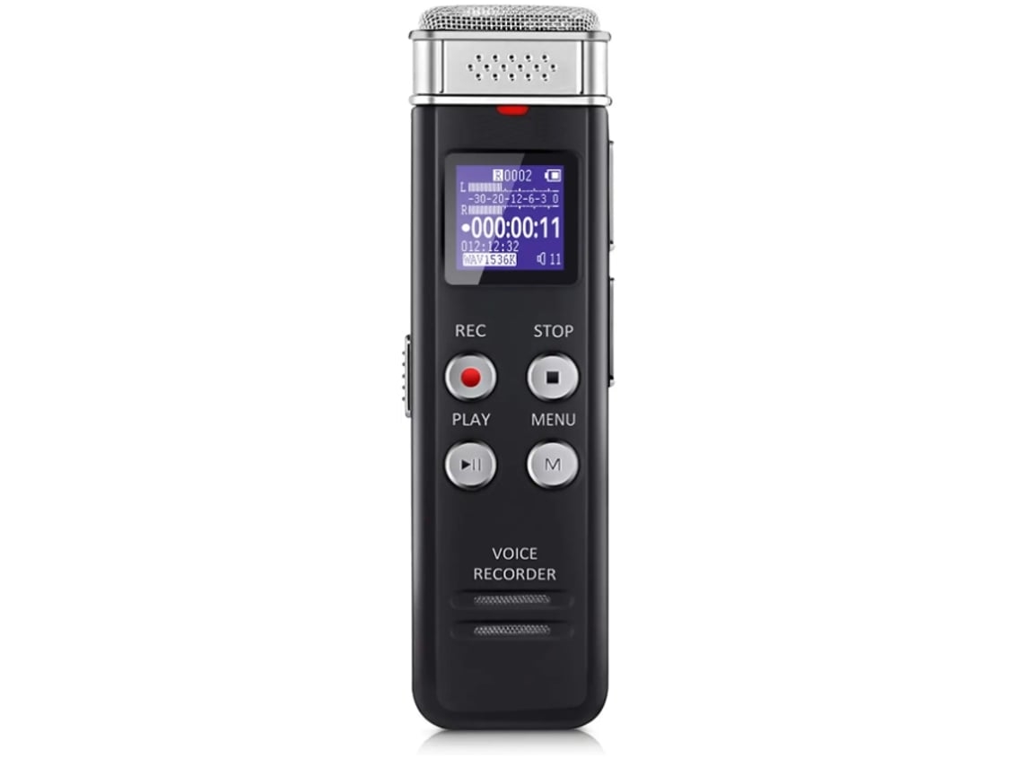 Gravador de Voz Digital de 16 Gb com Reprodução Gravador de Fita Pequeno Atualizado Preto