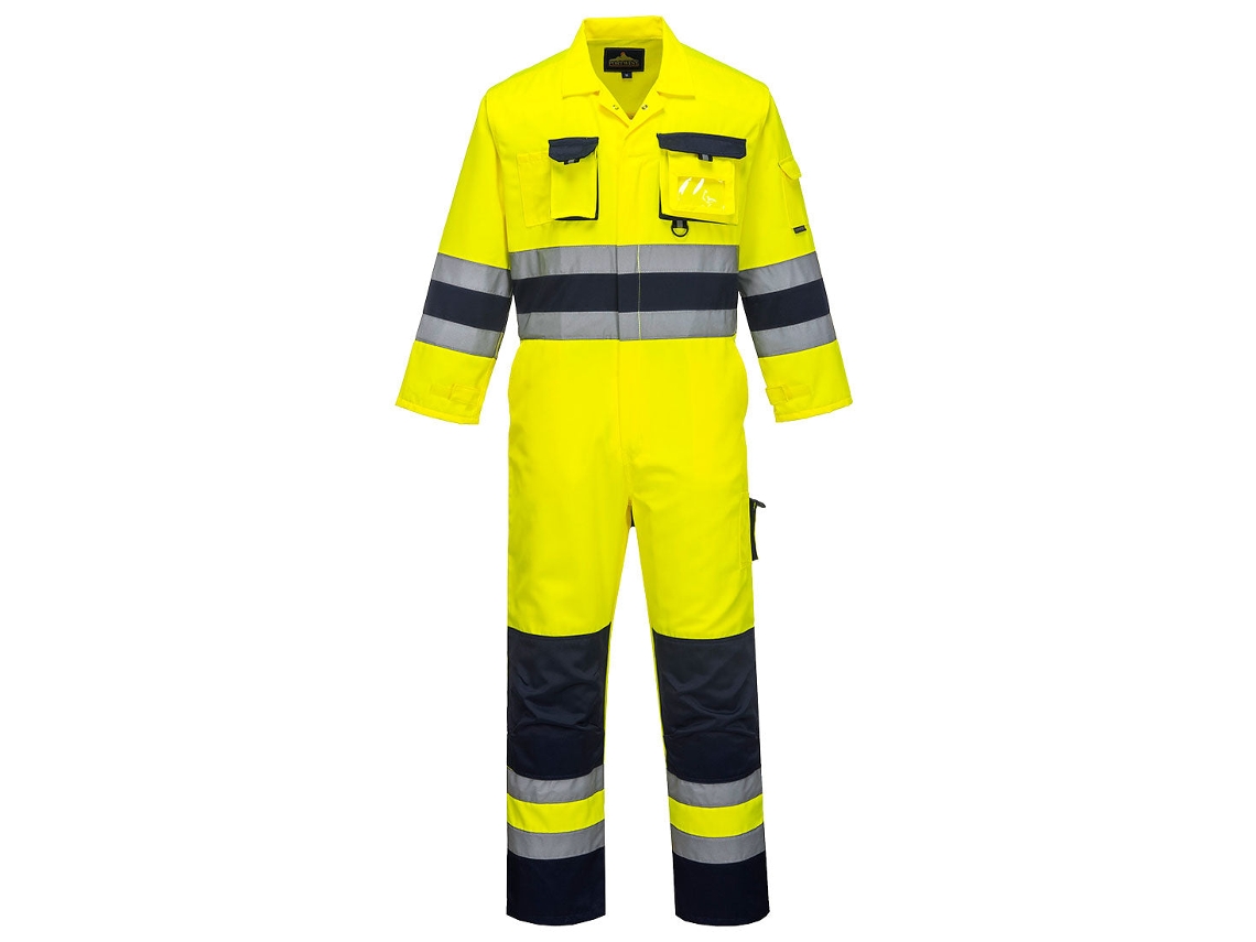 Macacão De Alta Visibilidade Nantes - Segurança E Conforto No Trabalho Azul Marinho E Amarelo / Xl