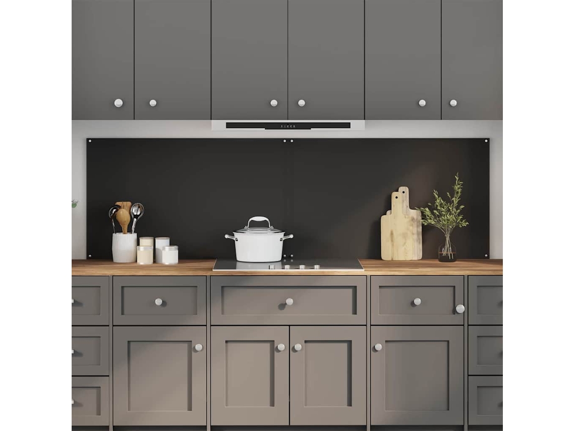 Vidaxl Painel De Cozinha 2 Pcs Preto 100 X 60 Cm Vidro Temperado