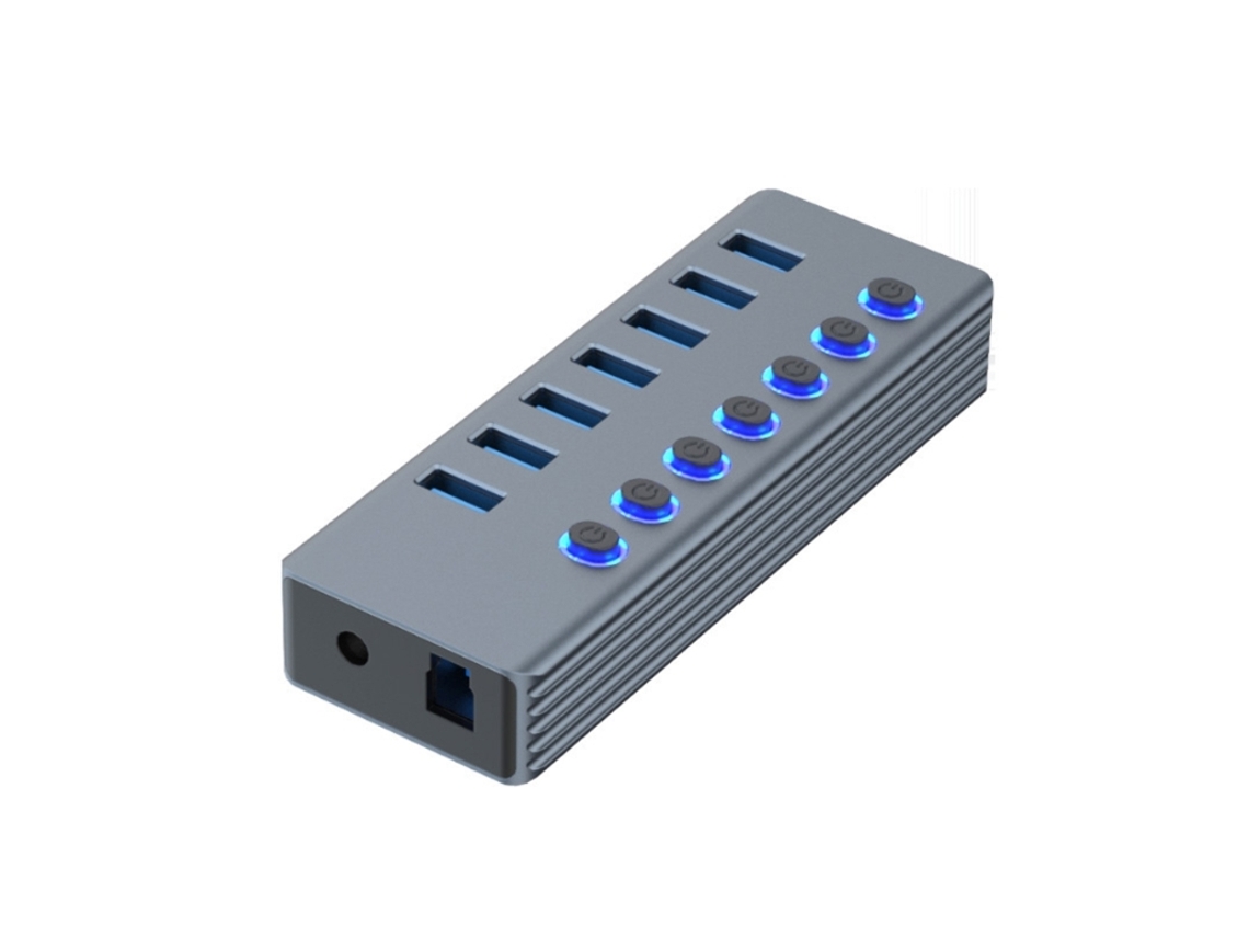 Estação De Ancoragem Bestvite Hub Usb 7 Portas Cabo Usb Led Interruptores Individuais De Ligar / Desligar Cinza