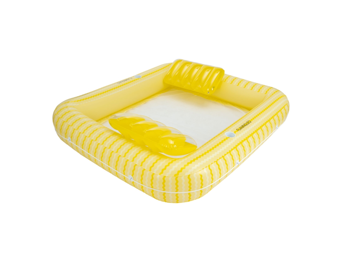 Flamingueo Colchão Insuflável Duplo Pvc Com Rede Amarelo