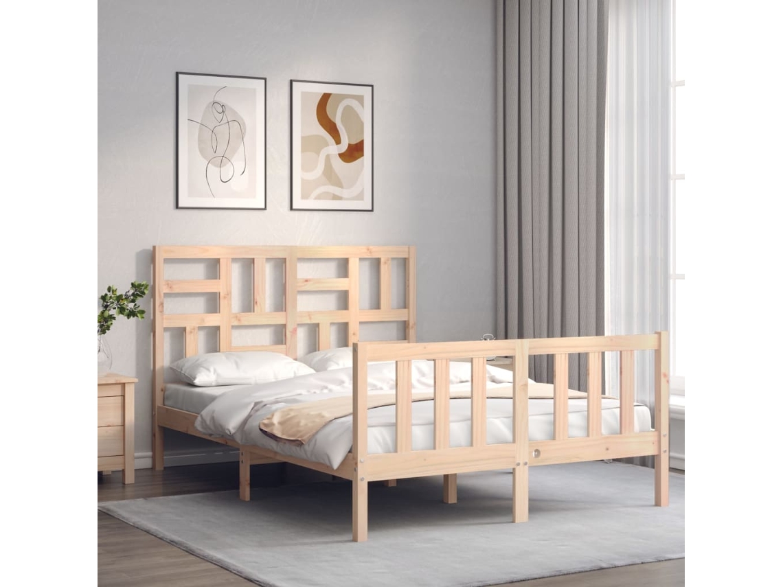 Vidaxl Cama Sem Colchão 140x200 Cm Madeira De Pinho Maciça