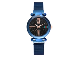 Relógio Masculino de Pulso com Pulseira de Malha e Mostrador Redondo Estrelado Colorido (azul)