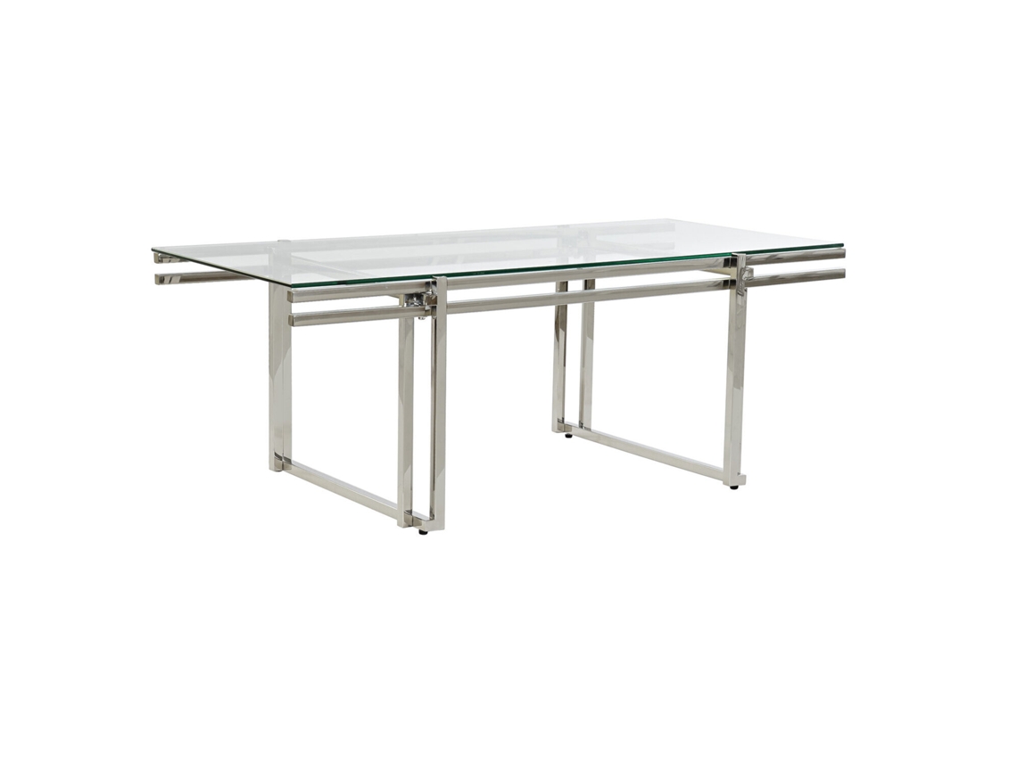 Mesa de Centro Aço Inoxidável com Tampo de Vidro 120x60x45cm ALEXANDRA HOUSE LIVING