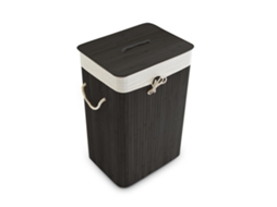 Relaxdays Cesto Para Roupa Suja Em Bambu, Com Tampa, Retangular, 83 L, Cesto Dobrável, Hbt: 65,5 X 43,5 X 33,5 Cm, Preto