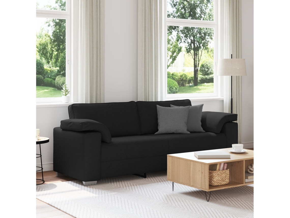 Sofá De 3 Lugares Preto 178 Cm Tecido Lovely Home