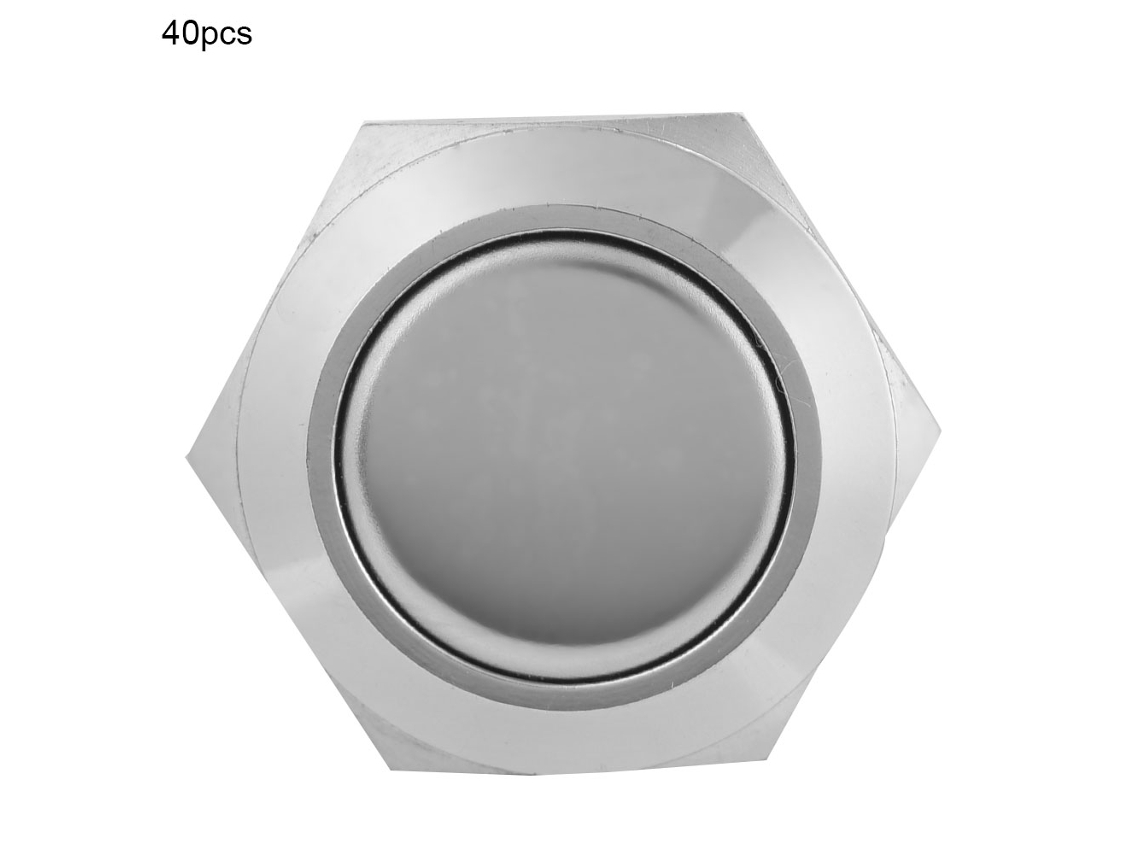 40pcs Chave De Pressão Momentânea Metálica À Prova D'água 19mm Com Cabeça Plana 2 Pinos Auto-reset