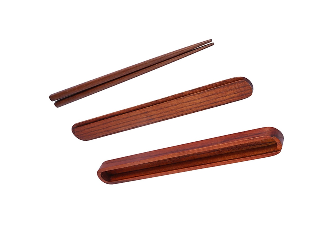 Palillos De Madera Portátiles Con Estuche Extractable, Vajilla De Madera Color Oscuro Para Cena
