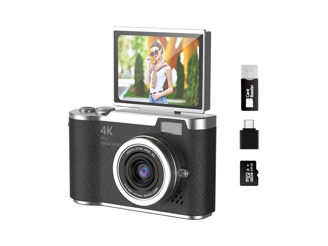 Tela Articulada de Alta Definição para Câmeras Digitais, Preta, 64 Gb, Leitor de Cartão e 2 Adaptadores. YUNZII