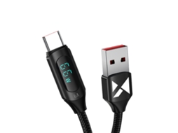 Cabo Usb A Para Usb C Wozinsky 66w 6a Com Display 2m - Preto