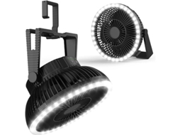 Nova Line ventilador de Camping com Lanterna Led, Recarregável, Portátil com Gancho, Potente e Silencioso
