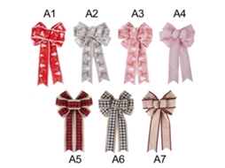 Pack de 6 laços de Natal grande em tons de cinza xadrez 41x24cm LAXISCREED