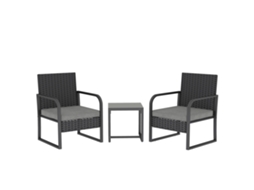 Conjunto Rattan Exterior ZENCORE SERVICES sofá 2 lugares, sofá canto e mesa com vidro (creme)