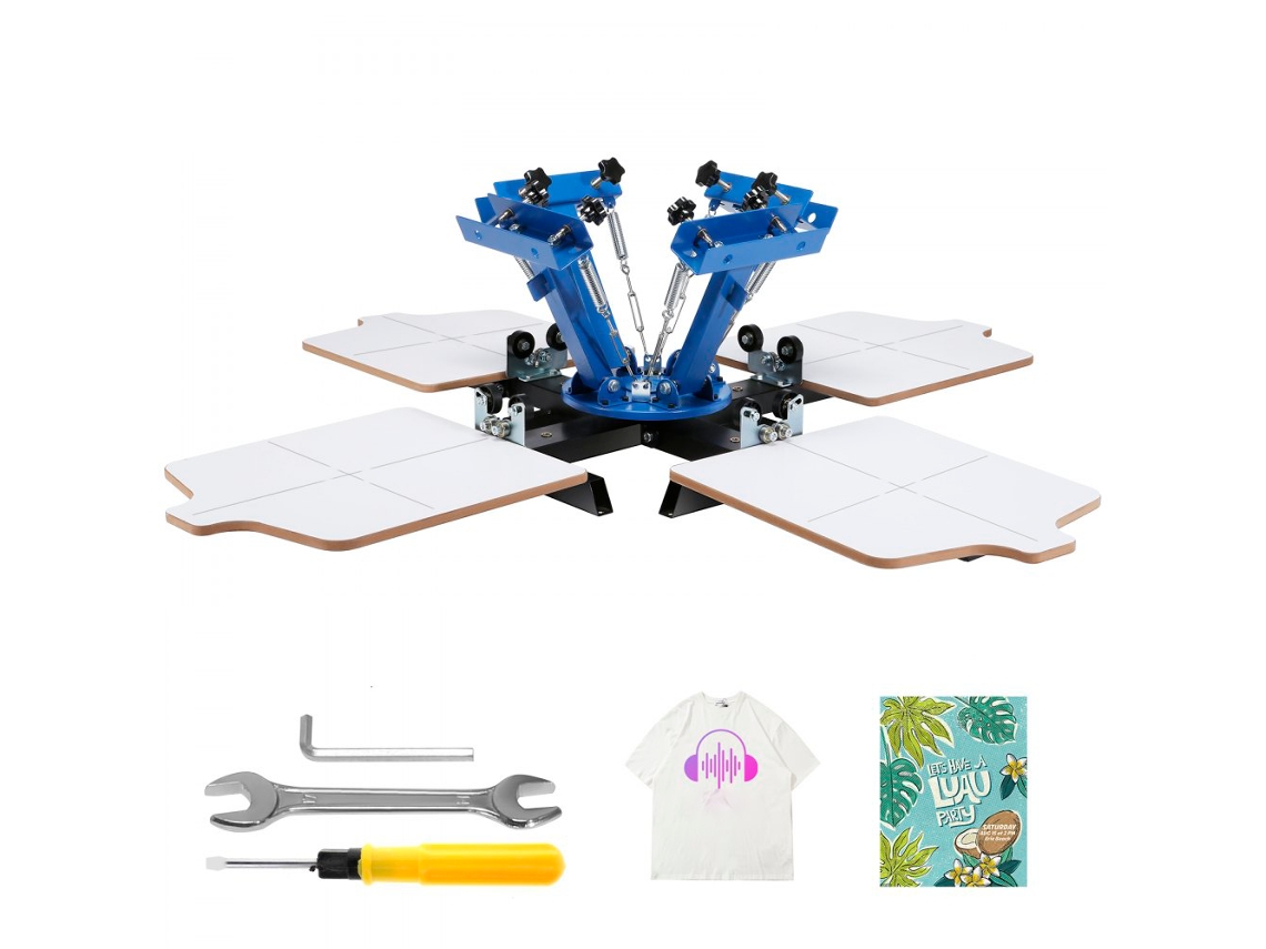 Máquina De Serigrafia Rotativa 360° 4 Cores 4 Estações Para Têxteis Tekmaquinas
