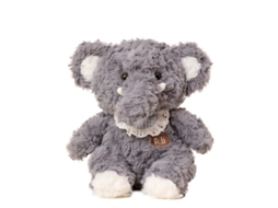 Elefante Elly de Pelúcia Castelo Azul e Branco 23cm, Caixa Presente, Presente para Crianças e Lembrança de Casamento CHABERLU