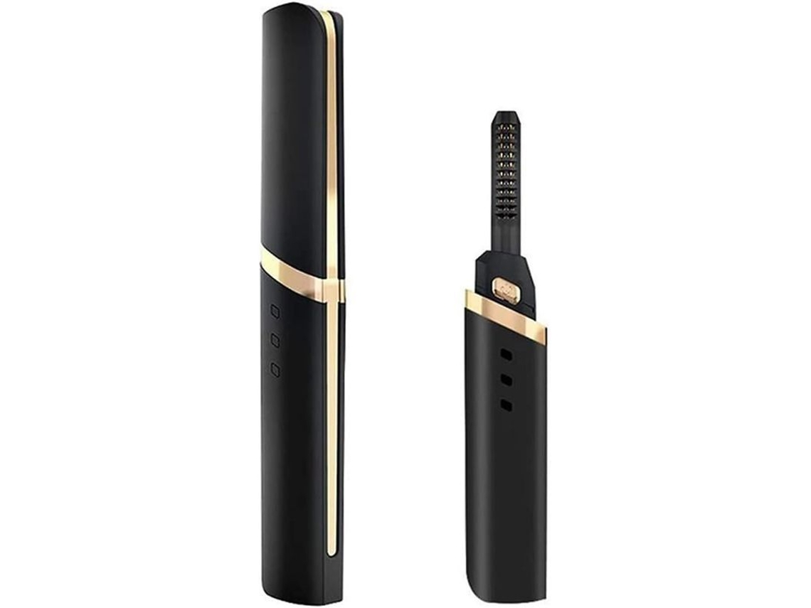 Curlador de Cílios Elétrico Recarregável, Curl Natural Rápido e Duradouro Preto e Dourado