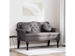 Vidaxl Banco Chesterfield Cinzeto 120,5 X 65 X 75 Cm Couro Sintético