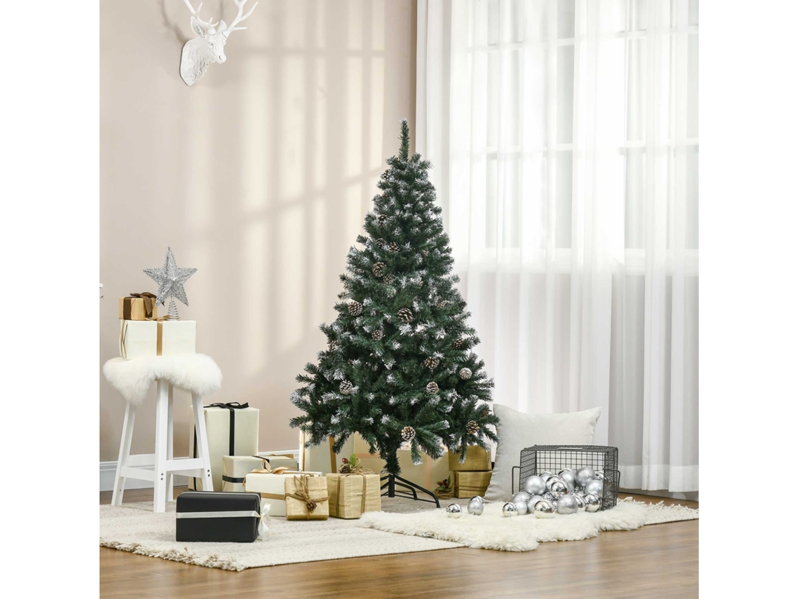 Árvore De Natal Artificial Nevada 150 Cm Com 676 Ramos E Pinhas, Abertura Automática, Verde