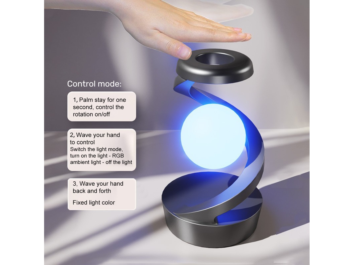 Lâmpada de Mesa flutuante giratória com carregamento sem fio sensor de movimento RGB 600mAh com S/MARCA