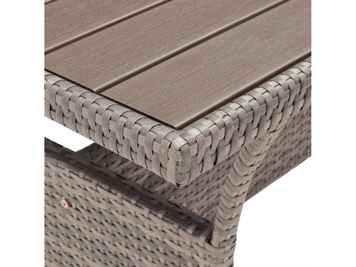 Mesa De Jardim 120x70x66 Cm Vime Pe Cinzento