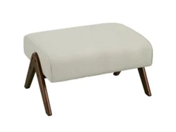 Pufe Baixo com Assento Acolchoado S/MARCA, 69x47x36 cm, pernas de madeira, bege
