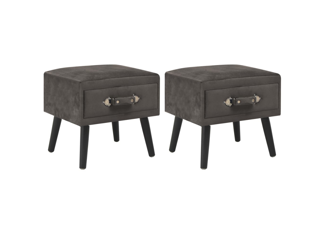 Vidaxl Mesas-de-cabeceira 2 Pcs 40x35x40 Cm Veludo Cinzento
