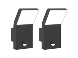 Conjunto 2 Candeeiros parede LED exterior c/ sensor VIDAXL alumínio preto
