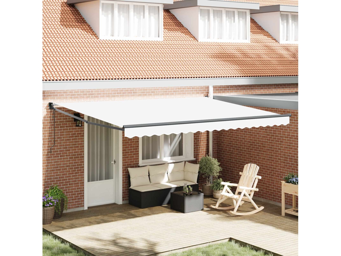 Vidaxl Toldo Retrátil Branco 450 X 300 X 165 Cm Poliéster E Metal