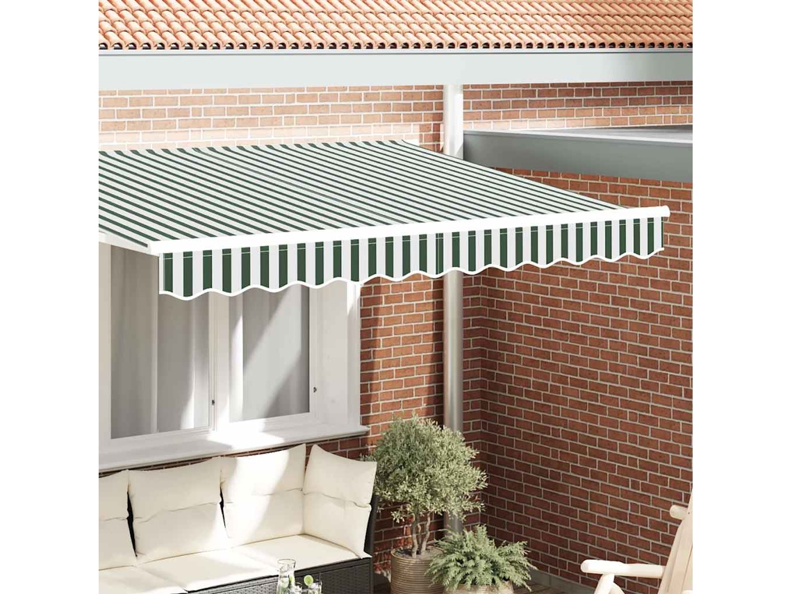 Vidaxl Substituição De Valance De Toldo Verde E Branco 2,5 M Poliéster