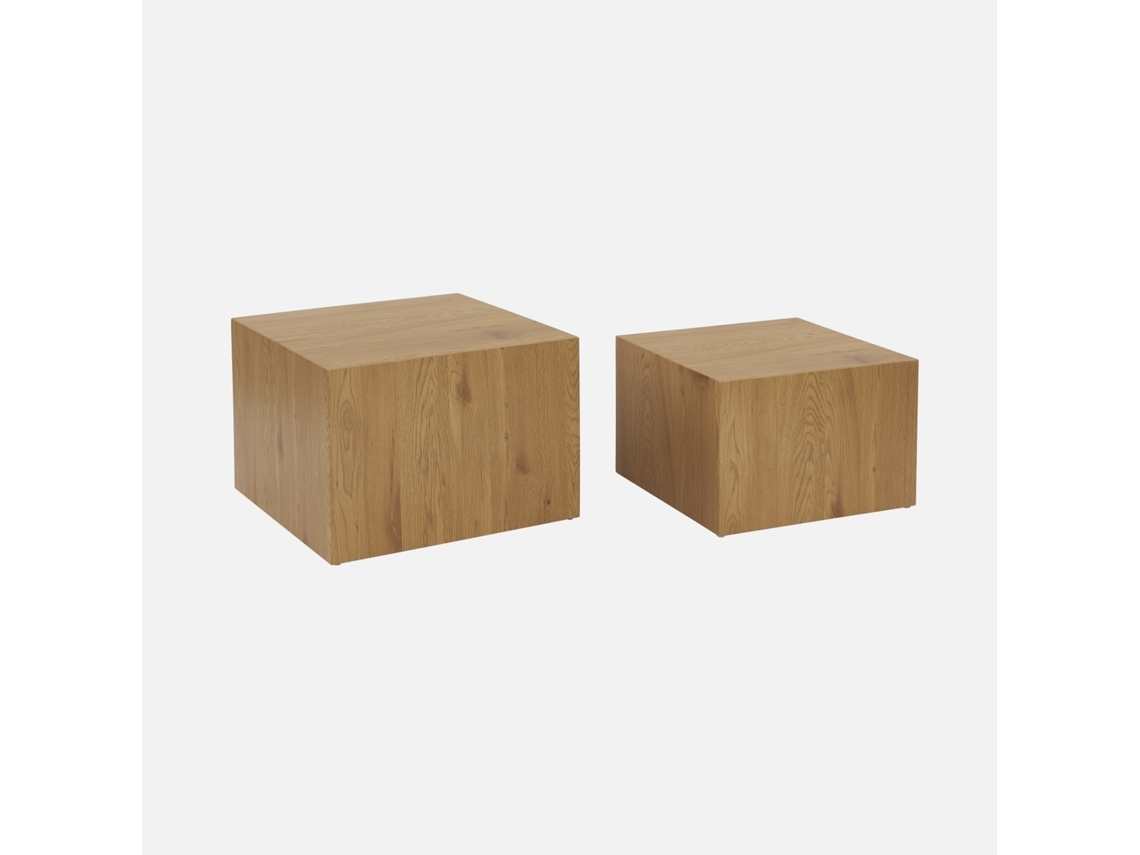 Mesas de Centro Quadrada com Efeito Cinza Set de 2 Natural SWEEEK