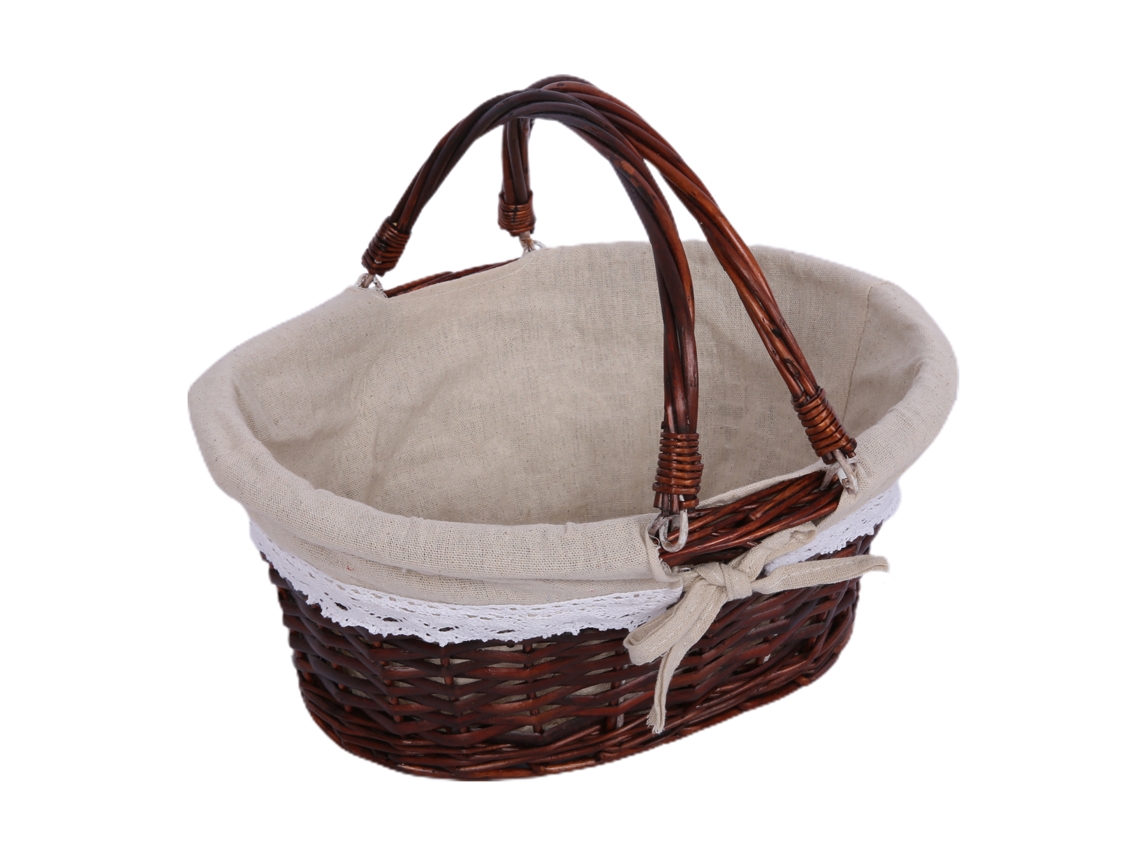 Carrinho de piquenique de rattan pequeno, artesanal, castanho, para atividades ao ar livre LAXISCREED