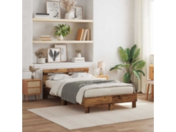 Vidaxl Estrutura Da Cama Com Led Madeira Antiga 120 X 190 Cm