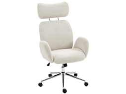 Cadeira de escritório com apoio de cabeça ajustável, ergonômica, com função basculante, altura ajustável, cinza claro BTFORUS