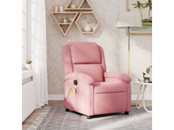 Vidaxl Poltrona De Massagens Reclinável Veludo Rosa