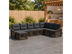 Vidaxl Conjunto De Sofá De Jardim 8 Unid. Cinzento Vime Pe