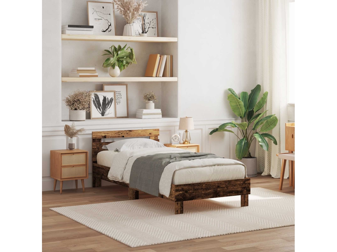 Vidaxl Estrutura Da Cama Madeira Antiga Derivados De Madeira