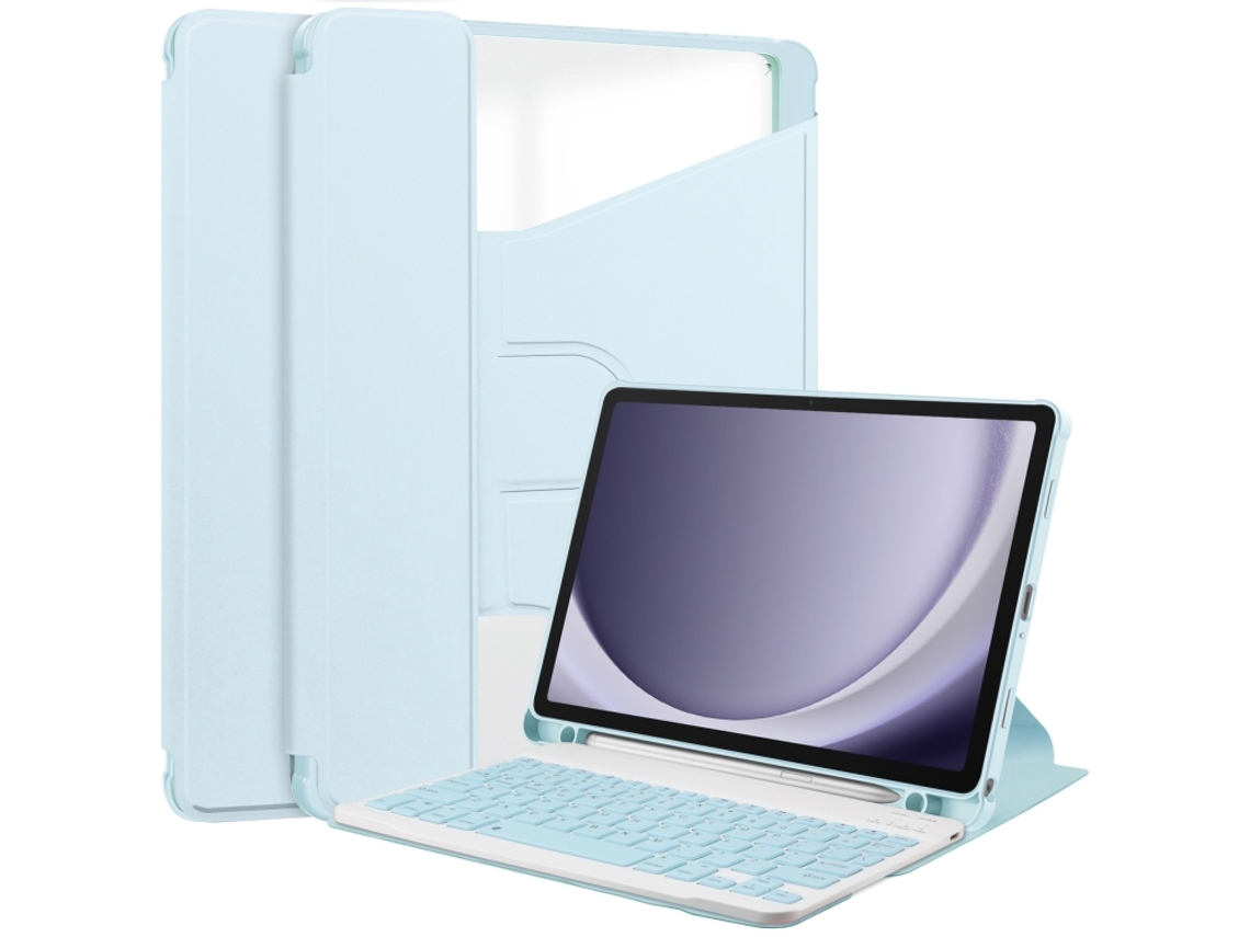 Capa Com Teclado Bluetooth Para Tablet, Compatível Com Samsung Galaxy Tab A9+ / A11+, Suporte Giratório 360°
