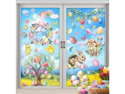 Conjunto 9 Autocolantes Janela Páscoa - Adesivos Janela Reutilizáveis - Decoração Páscoa - Pvc - Colorido