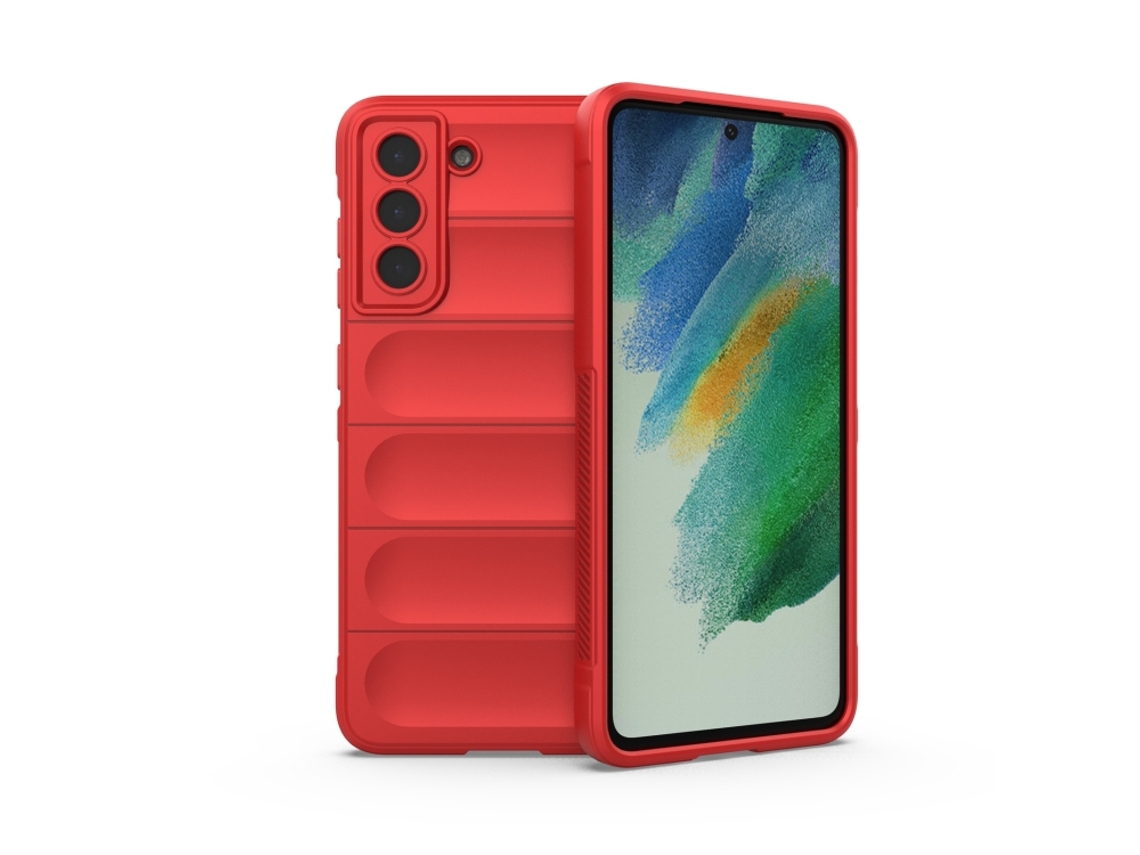 Capa Halinuia Para Samsung Galaxy S21 Fe Magic Shield Tpu Flanela Vermelha (proteção Integral, Interior Em Flanela)