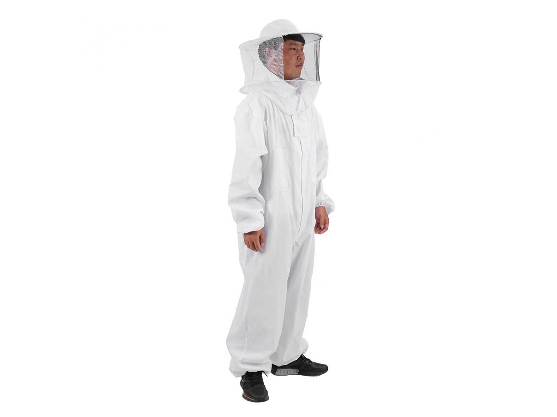 Fato De Apicultor Fato Profissional Integral Com Véu E Chapéu Redondo, Branco, Tamanho Xl